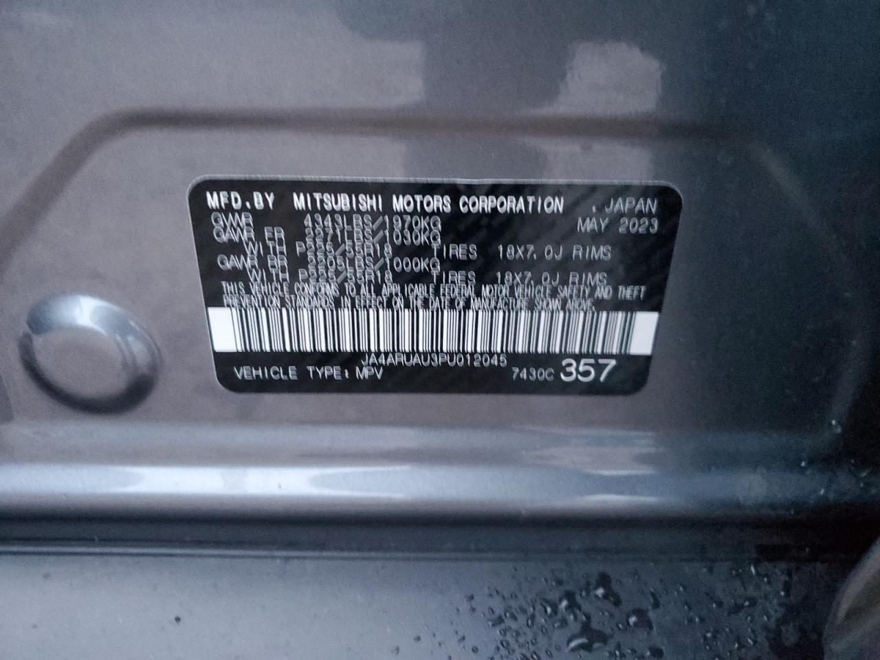 2023 Mitsubishi Outlander Sport S/Se VIN: JA4ARUAU3PU012045 Lot: 92545205