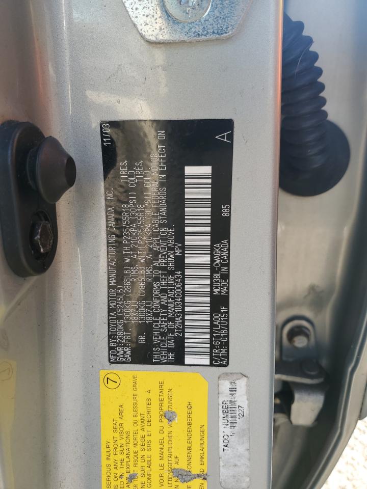 2004 Lexus Rx 330 VIN: 2T2HA31U34C006434 Lot: 93520945