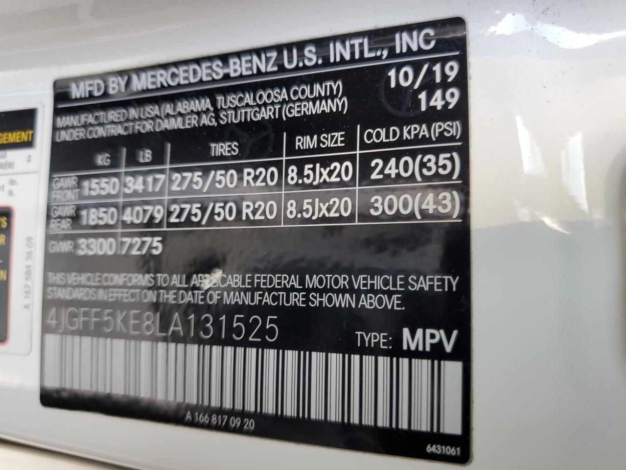 2020 Mercedes-Benz Gls 450 4Matic VIN: 4JGFF5KE8LA131525 Lot: 90922415