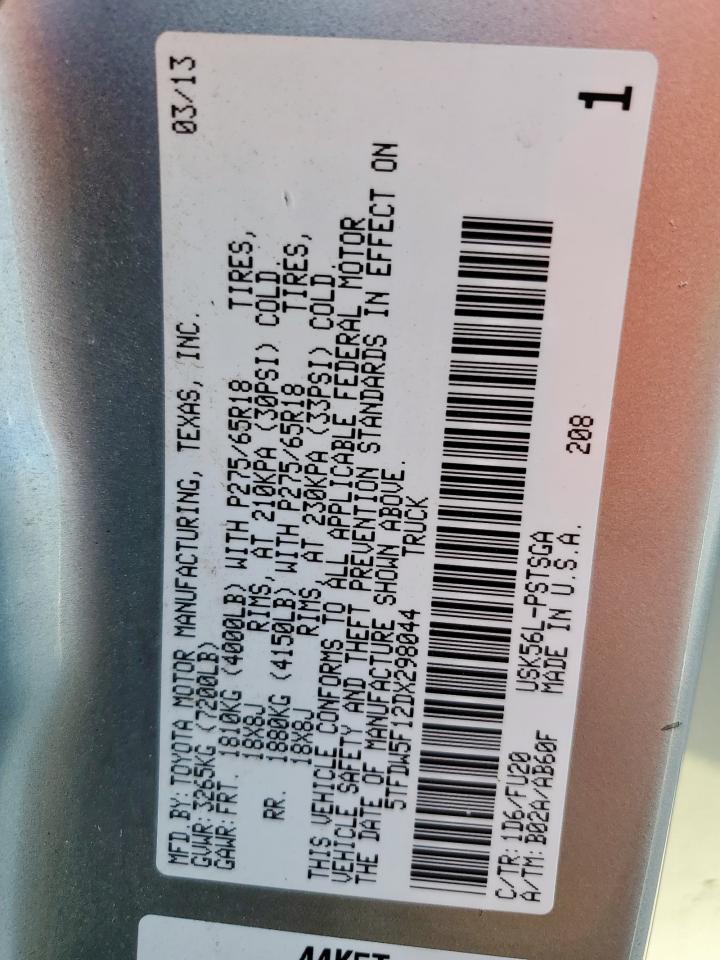 2013 Toyota Tundra Crewmax Sr5 VIN: 5TFDW5F12DX298044 Lot: 90126805