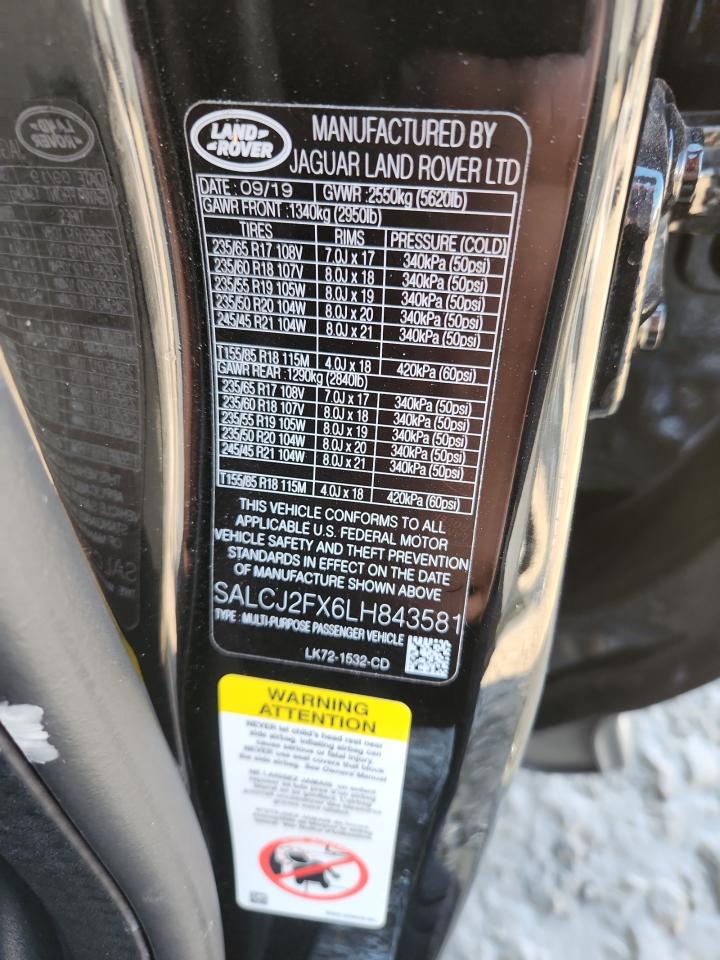 2020 Land Rover Discovery Sport S VIN: SALCJ2FX6LH843581 Lot: 92625145