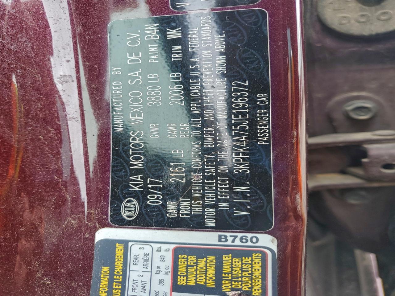 2018 Kia Forte Lx VIN: 3KPFK4A75JE196372 Lot: 93668295