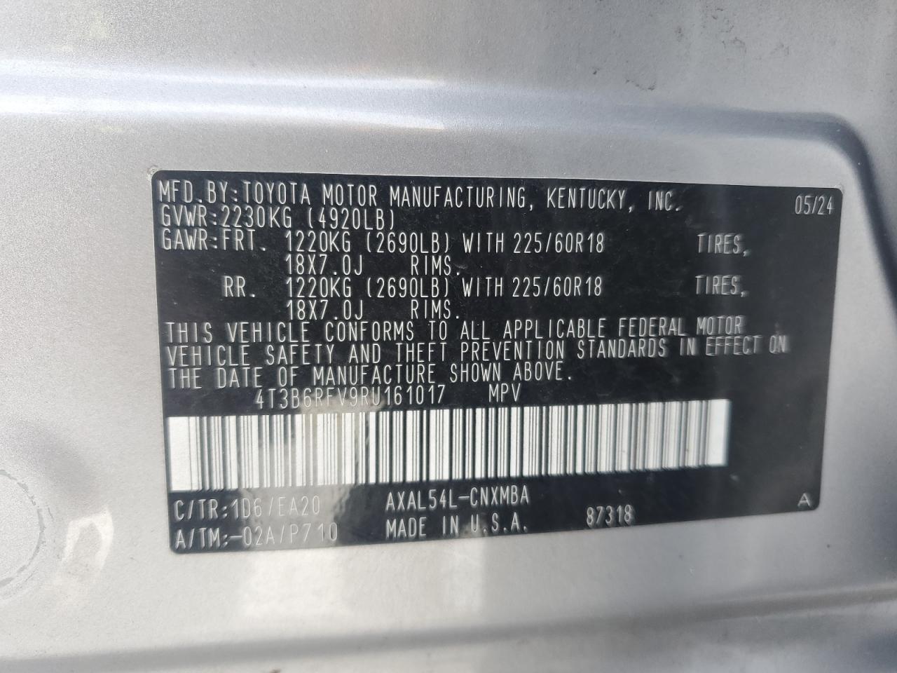 2024 Toyota Rav4 Xle Premium VIN: 4T3B6RFV9RU161017 Lot: 91829115