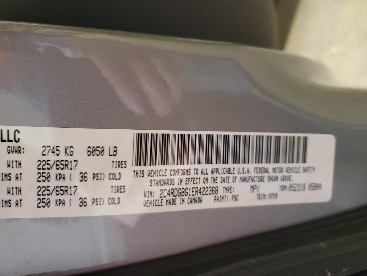 2014 Dodge Grand Caravan Se VIN: 2C4RDGBG1ER422368 Lot: 93287035