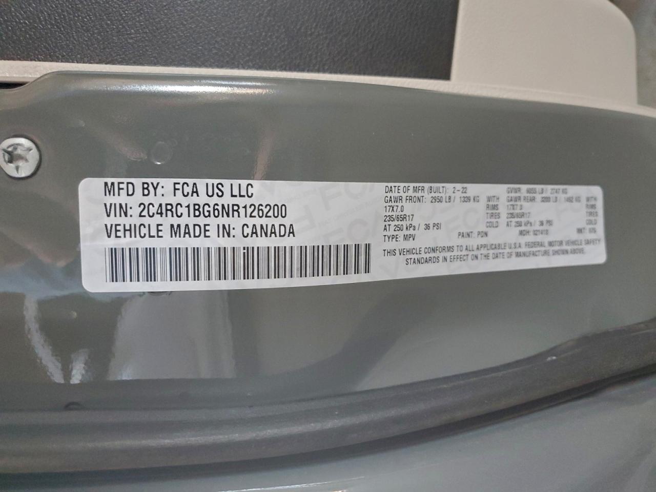 2022 Chrysler Pacifica Touring L VIN: 2C4RC1BG6NR126200 Lot: 94504185