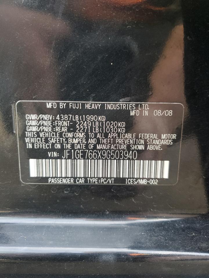 2009 Subaru Impreza Wrx VIN: JF1GE766X9G503940 Lot: 92034225