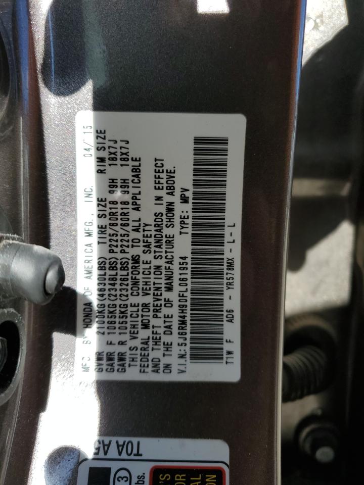 2015 Honda Cr-V Touring VIN: 5J6RM4H90FL061954 Lot: 91597605