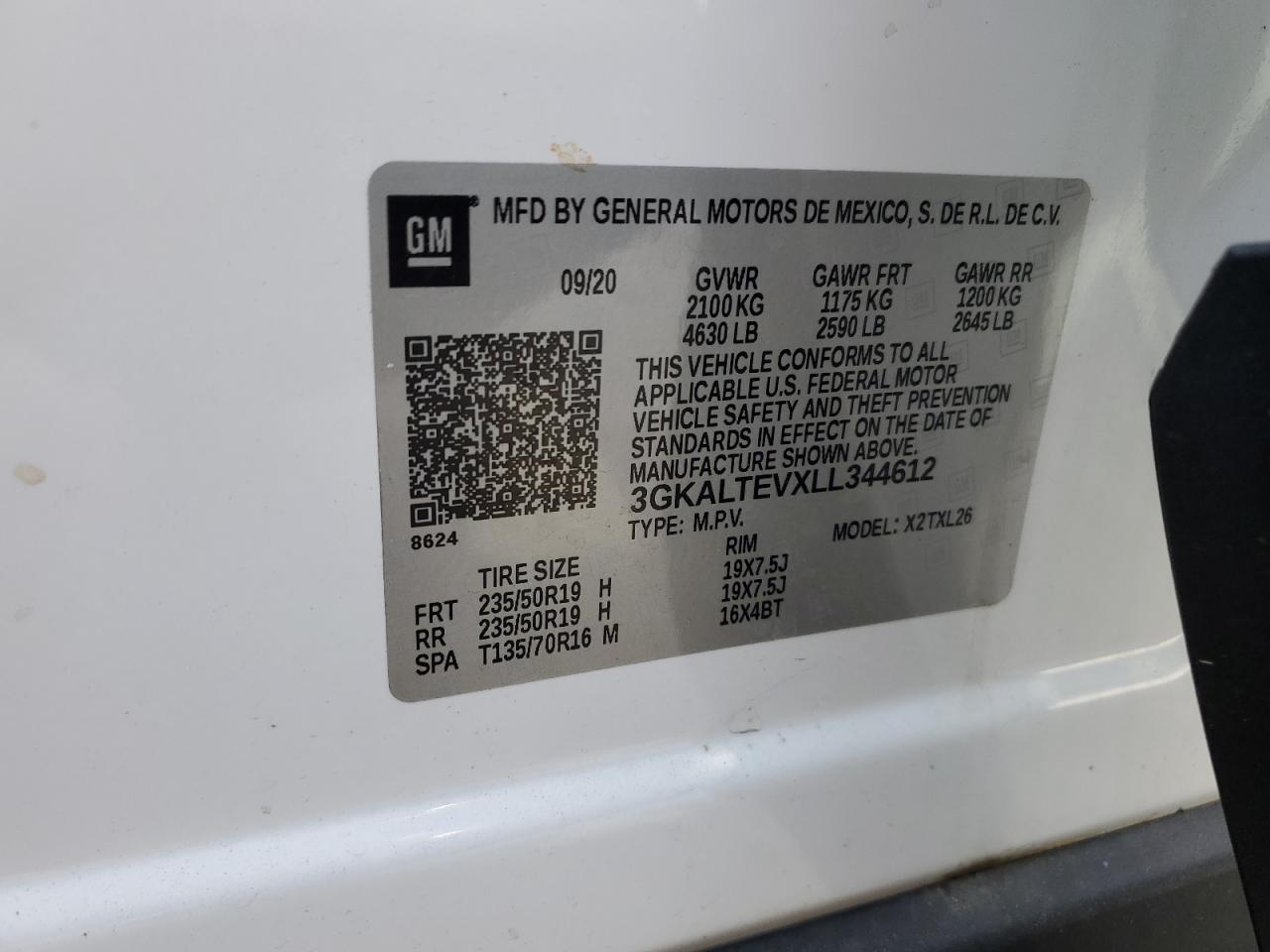 2020 GMC Terrain Sle VIN: 3GKALTEVXLL344612 Lot: 93093465