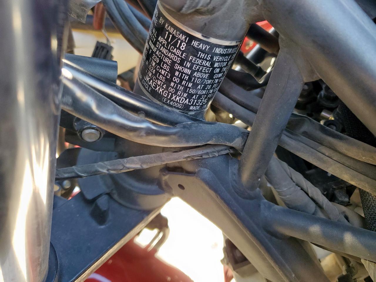 2019 Kawasaki Ex400 VIN: JKAEXKG1XKDA31325 Lot: 92307645