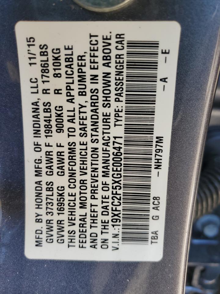 2016 Honda Civic Lx VIN: 19XFC2F5XGE006471 Lot: 92306825