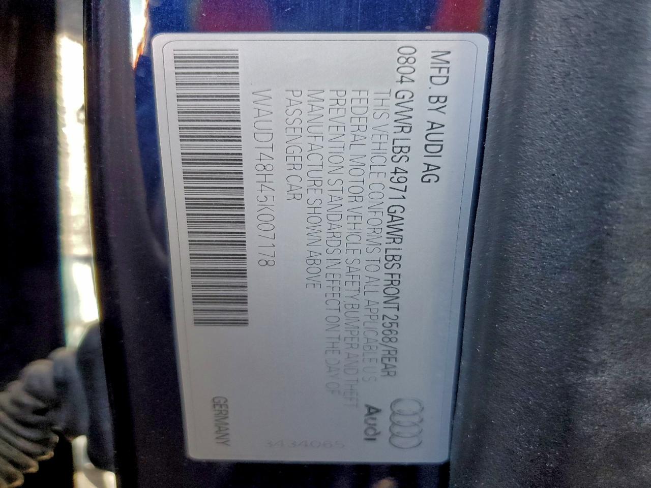 Фото: WAUDT48H45K007178