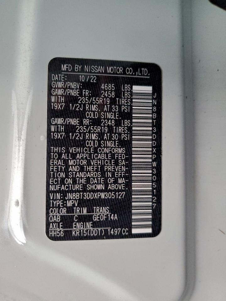 2023 Nissan Rogue Platinum VIN: JN8BT3DDXPW305127 Lot: 94043425