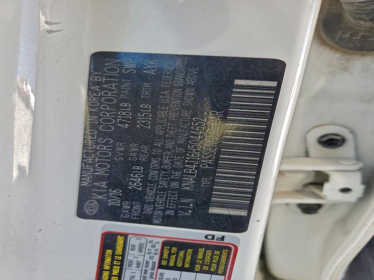 2017 Kia Cadenza Premium VIN: KNALB4J16H5044652 Lot: 94436885