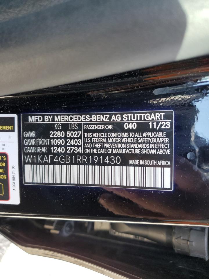 2024 Mercedes-Benz C 300 VIN: W1KAF4GB1RR191430 Lot: 93816965