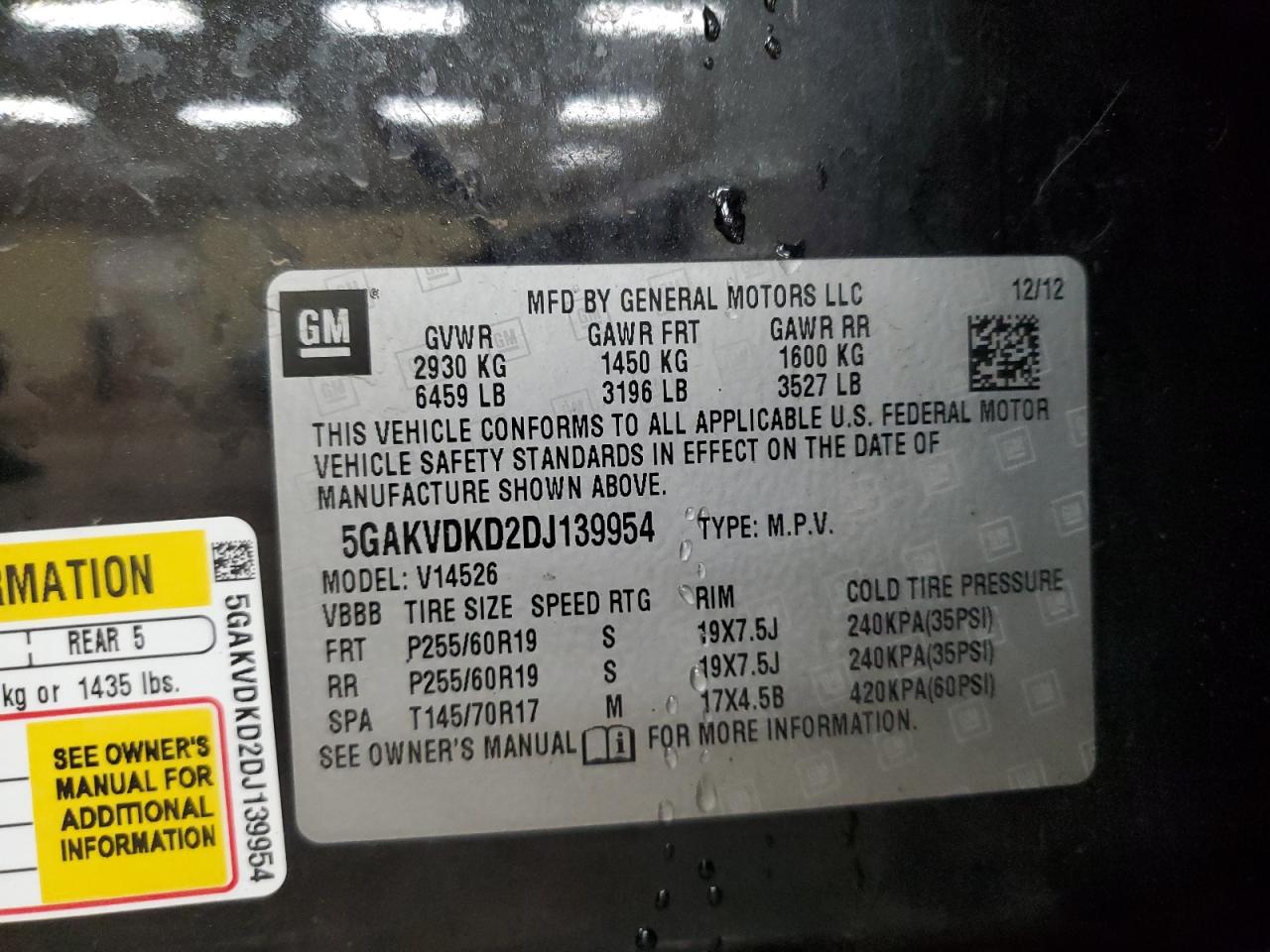 2013 Buick Enclave VIN: 5GAKVDKD2DJ139954 Lot: 92430025