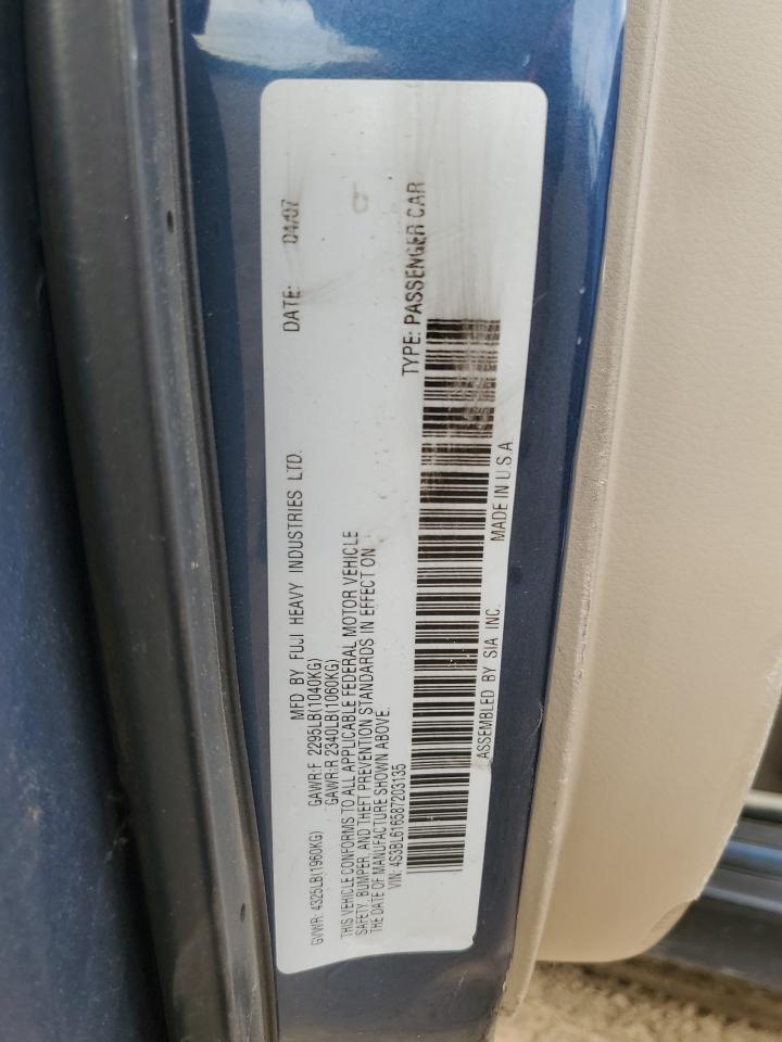 2008 Subaru Legacy 2.5I VIN: 4S3BL616587203135 Lot: 92661395