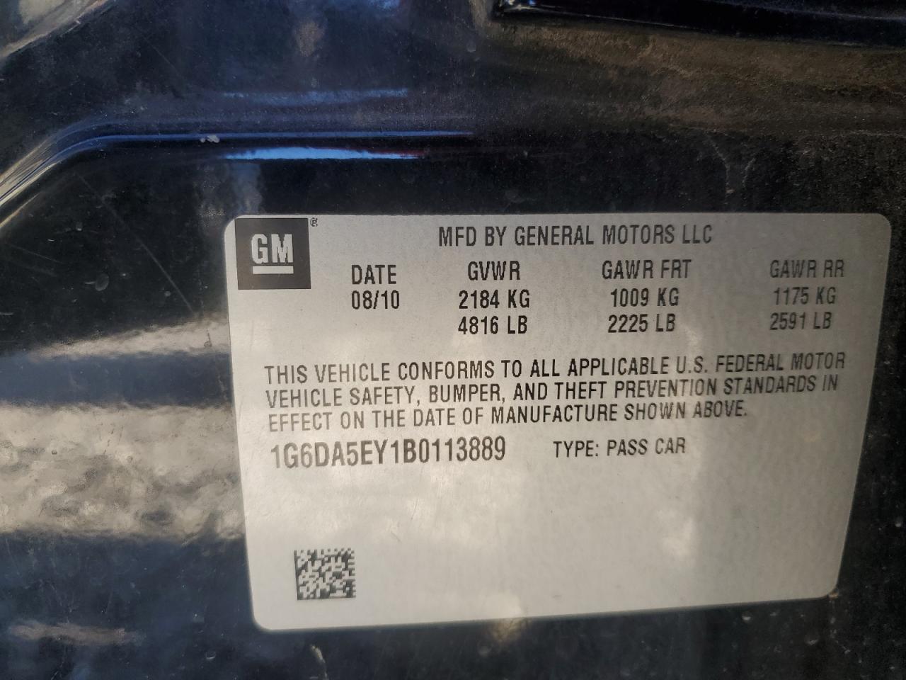 2011 Cadillac Cts VIN: 1G6DA5EY1B0113889 Lot: 92383295