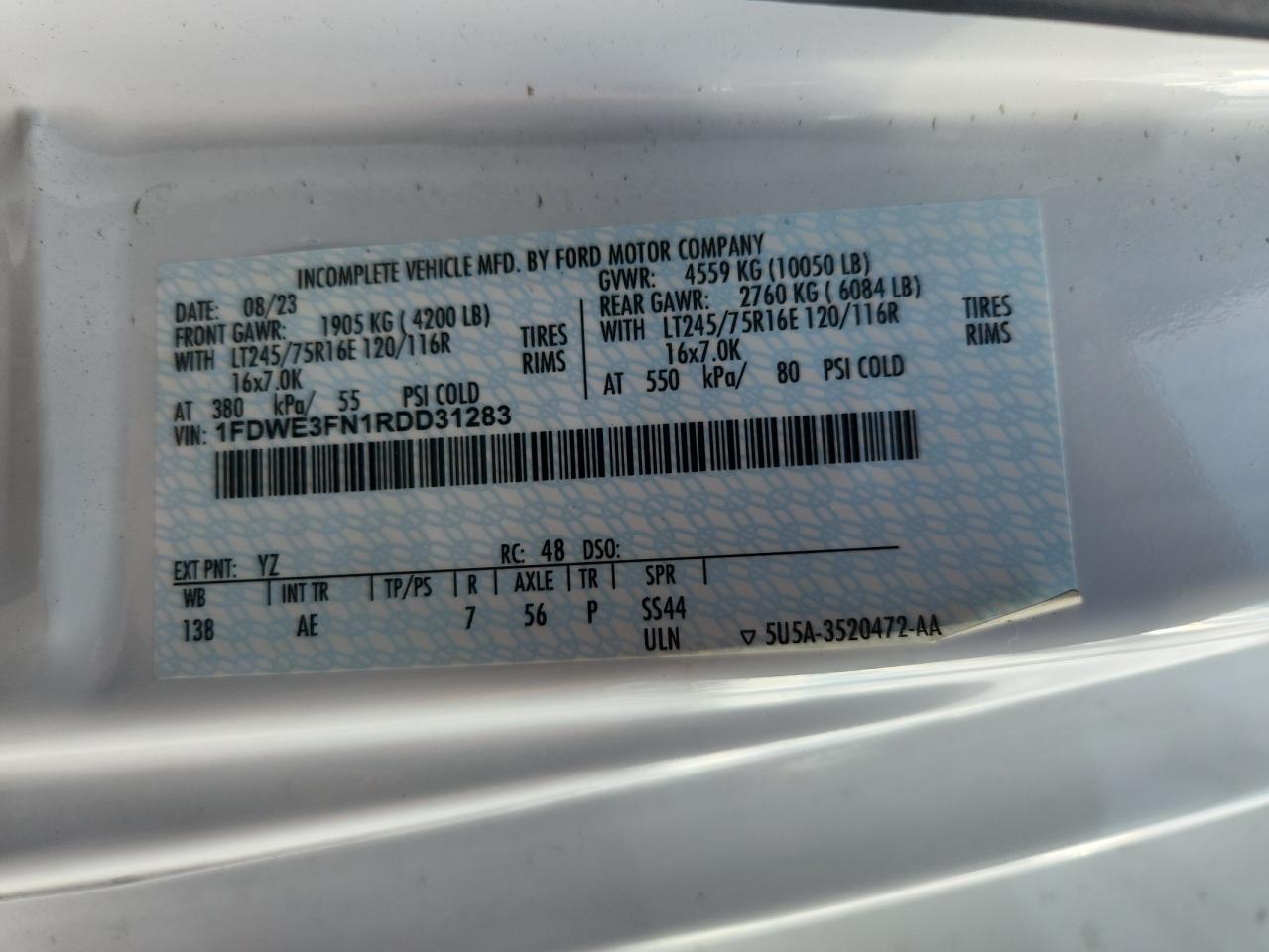 2024 Ford E350 Utility / Service Truck VIN: 1FDWE3FN1RDD31283 Lot: 91707675