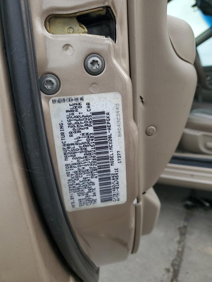 2001 Toyota Avalon Xl VIN: 4T1BF28B01U151483 Lot: 90888955