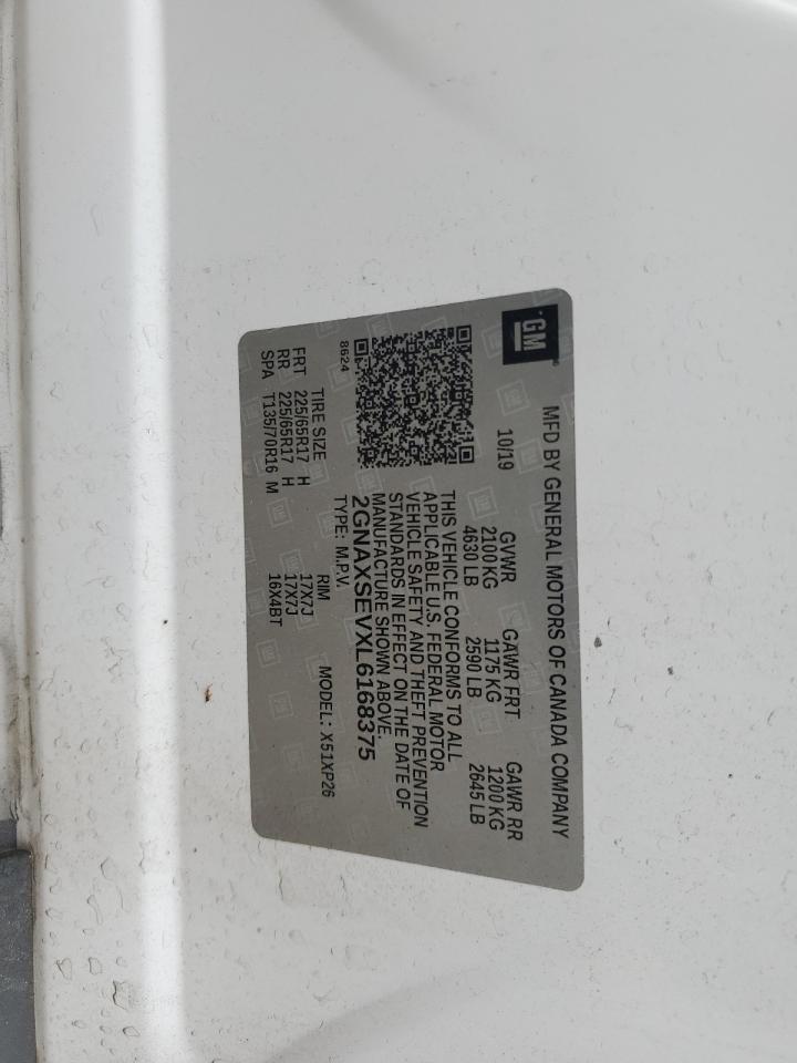 2020 Chevrolet Equinox Ls VIN: 2GNAXSEVXL6168375 Lot: 93210165