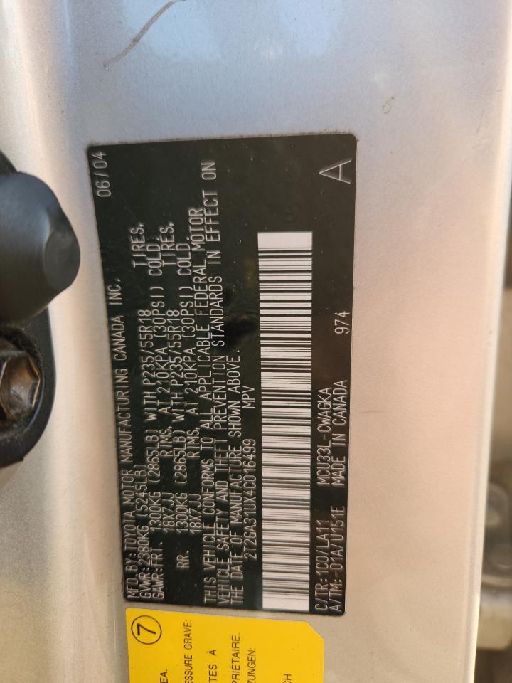 2004 Lexus Rx 330 VIN: 2T2GA31UX4C016499 Lot: 93451945