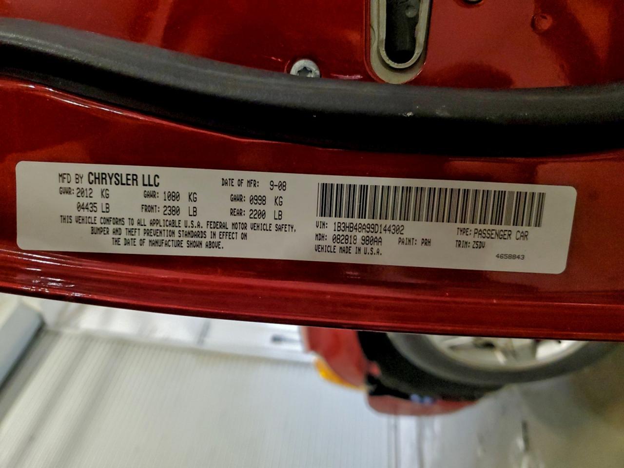 2009 Dodge Caliber Sxt VIN: 1B3HB48A99D144302 Lot: 92360445