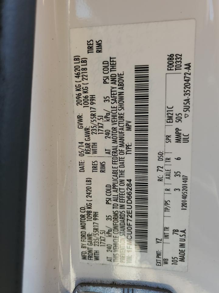 2014 Ford Escape S VIN: 1FMCU0F72EUD66284 Lot: 93812835