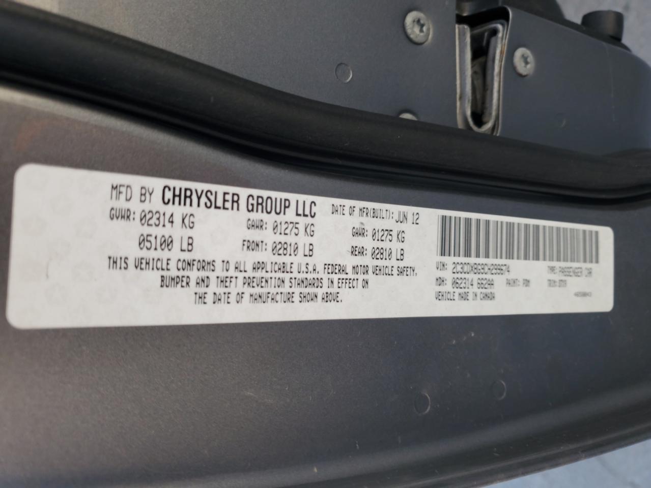 2012 Dodge Charger Se VIN: 2C3CDXBG9CH299674 Lot: 91003285