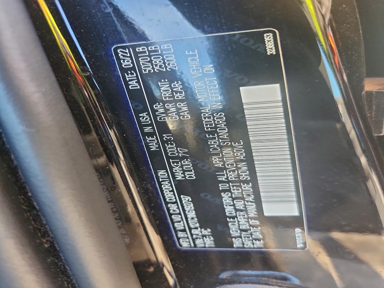 2022 Volvo S60 B5 Momentum VIN: 7JRL12TC1NG192797 Lot: 94589375