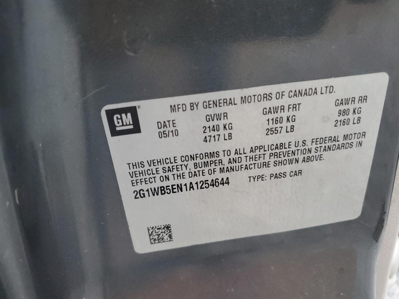 2010 Chevrolet Impala Lt VIN: 2G1WB5EN1A1254644 Lot: 93715135