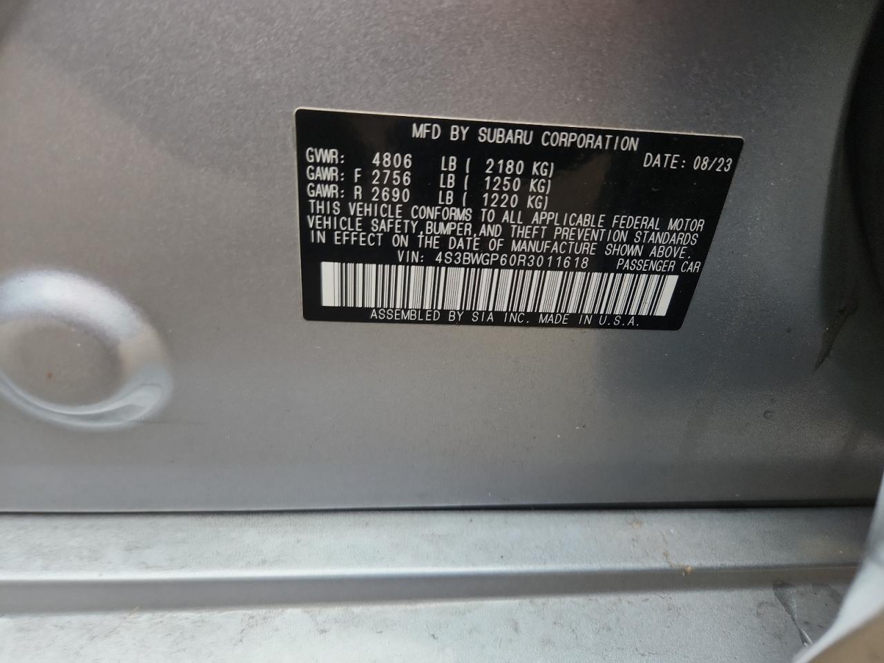 2024 Subaru Legacy Touring Xt VIN: 4S3BWGP60R3011618 Lot: 91316215