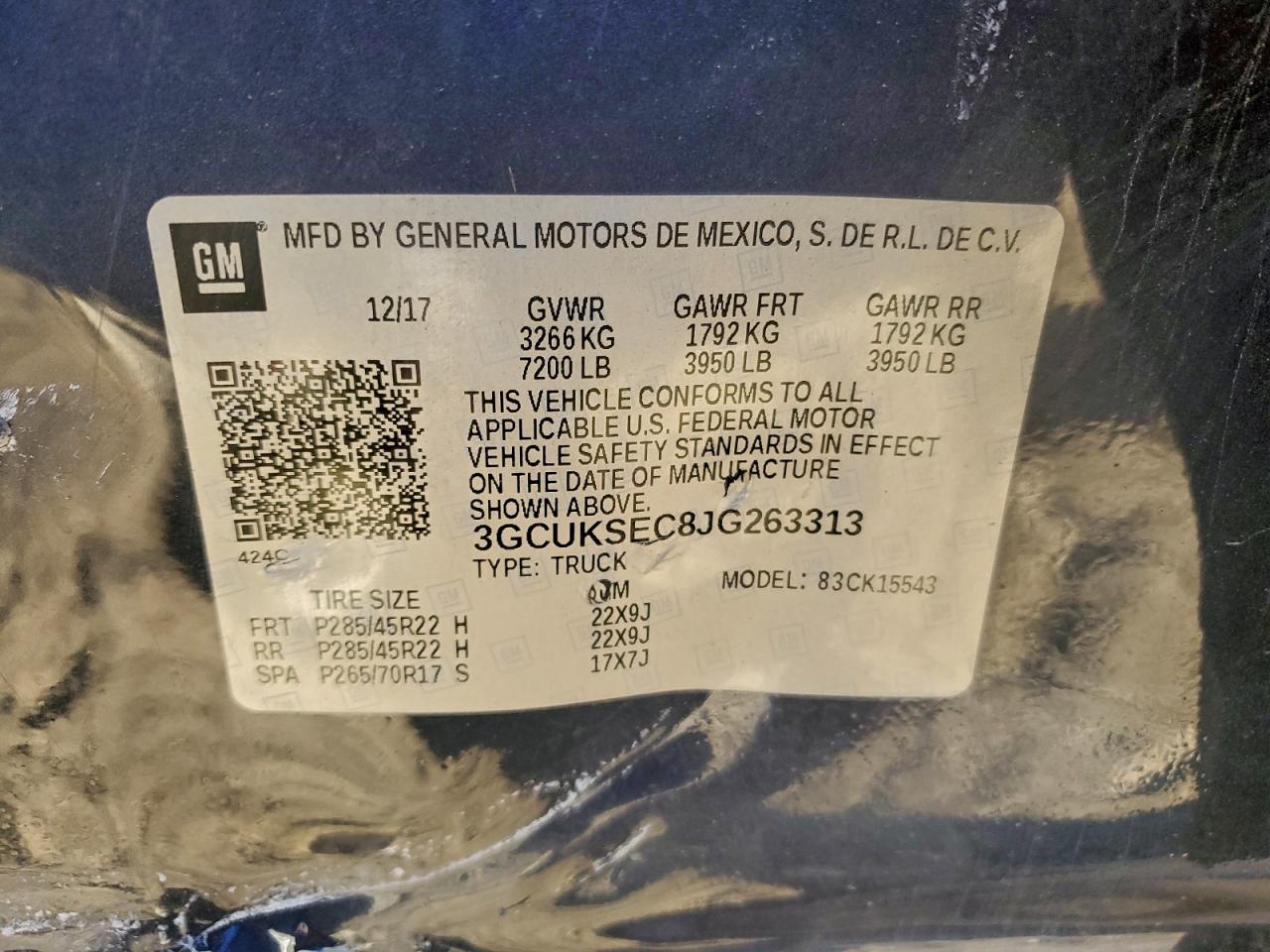 2018 Chevrolet Silverado K1500 Ltz VIN: 3GCUKSEC8JG263313 Lot: 93871685