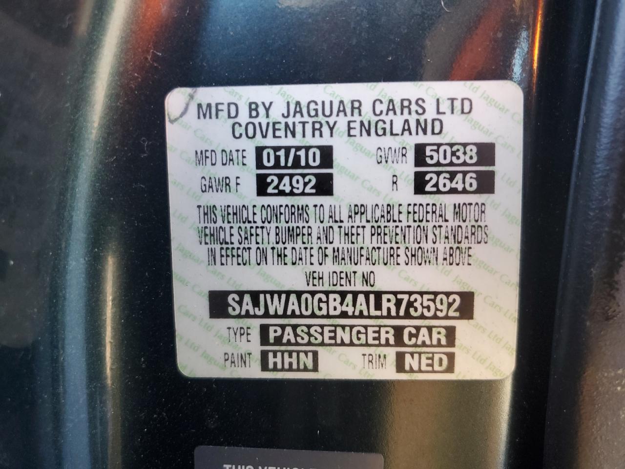 2010 Jaguar Xf Premium VIN: SAJWA0GB4ALR73592 Lot: 92695645