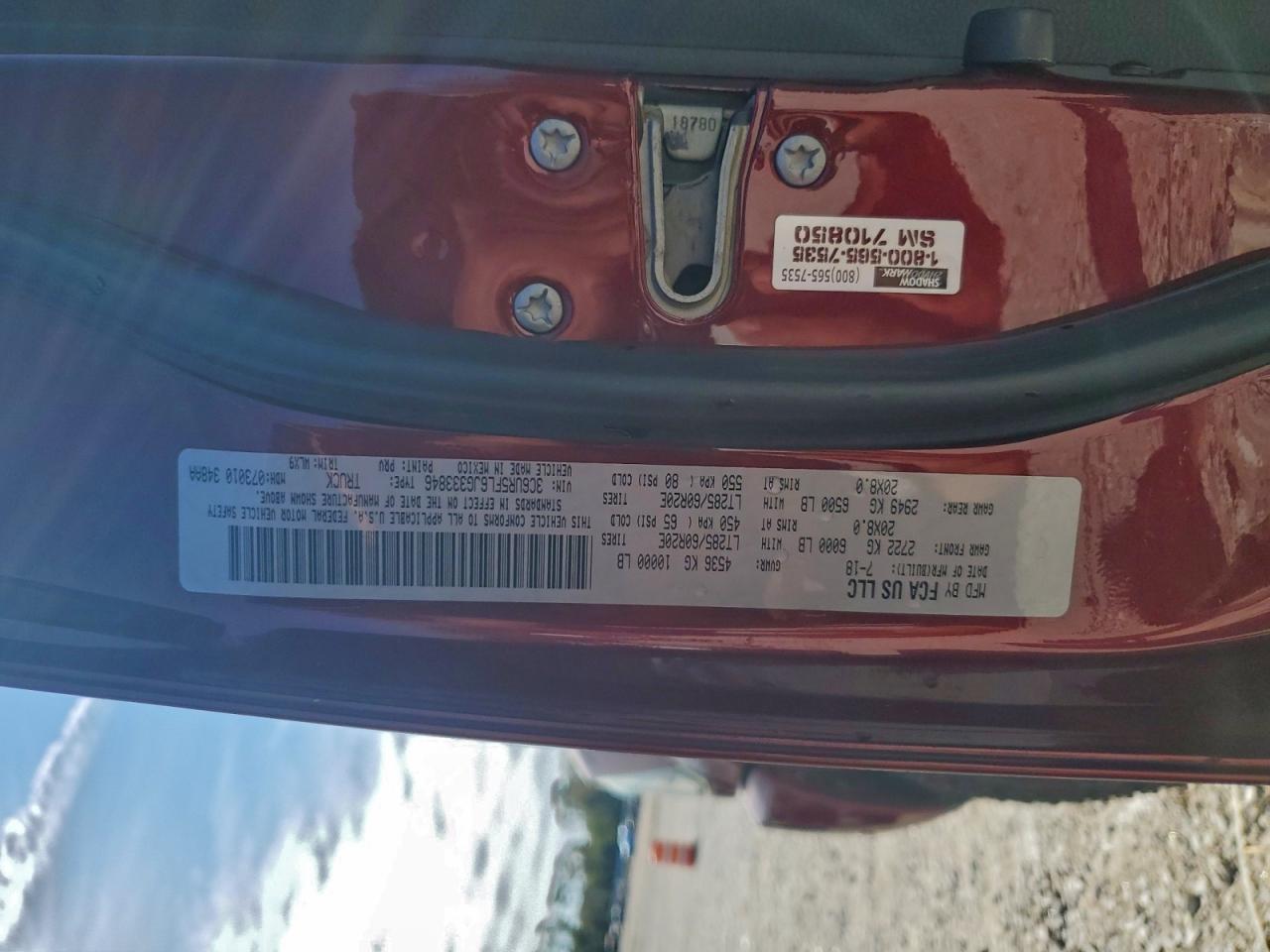 2018 Ram 2500 Laramie VIN: 3C6UR5FL6JG333846 Lot: 94470695