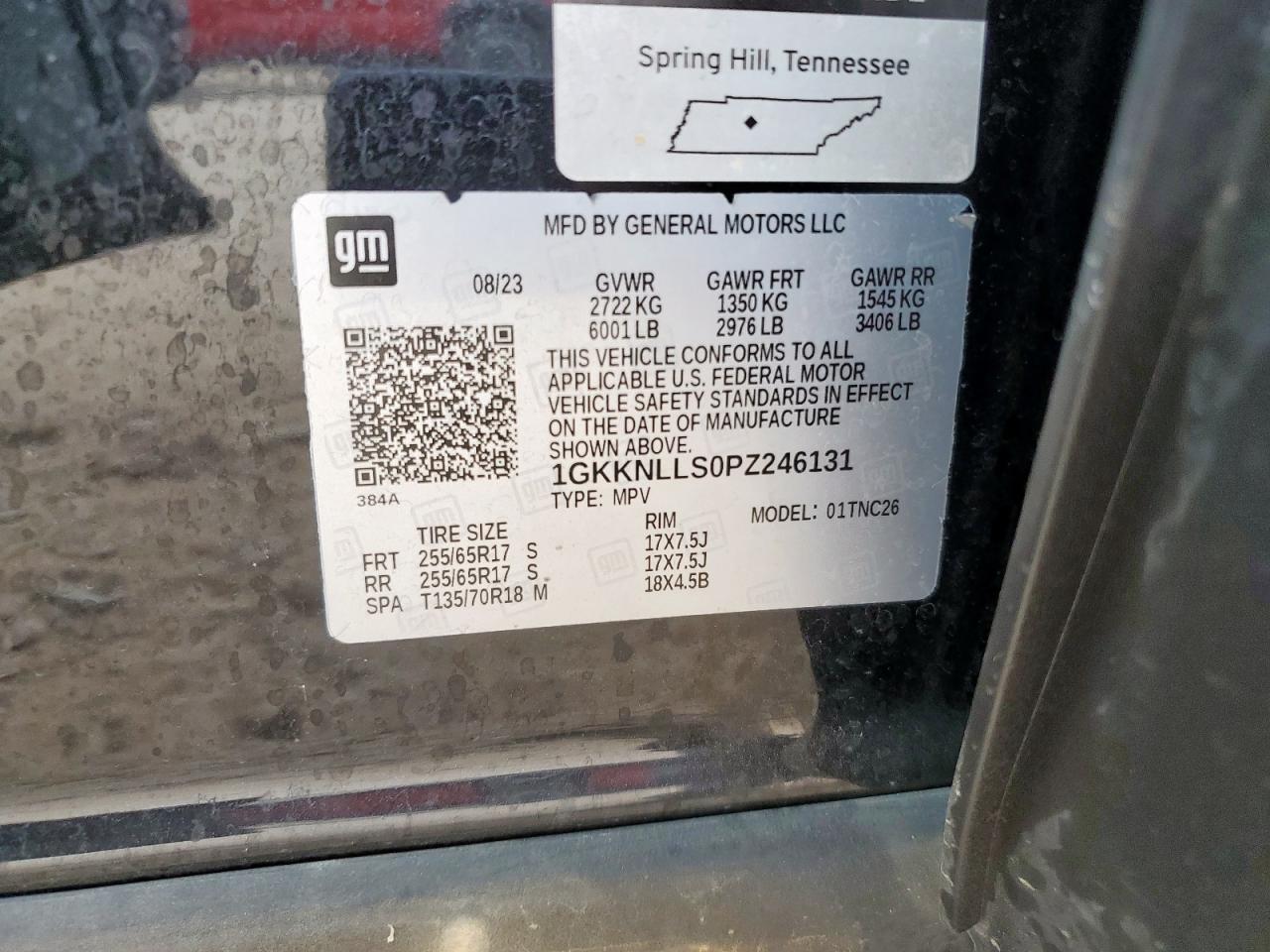 2023 GMC Acadia At4 VIN: 1GKKNLLS0PZ246131 Lot: 93410355