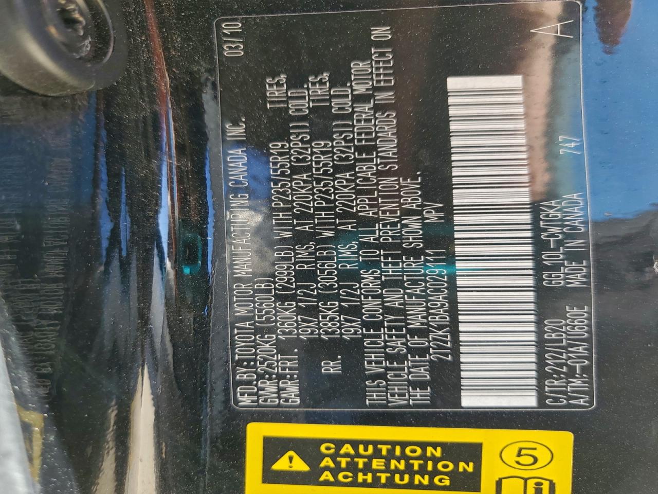 2010 Lexus Rx 350 VIN: 2T2ZK1BA9AC029111 Lot: 91903545