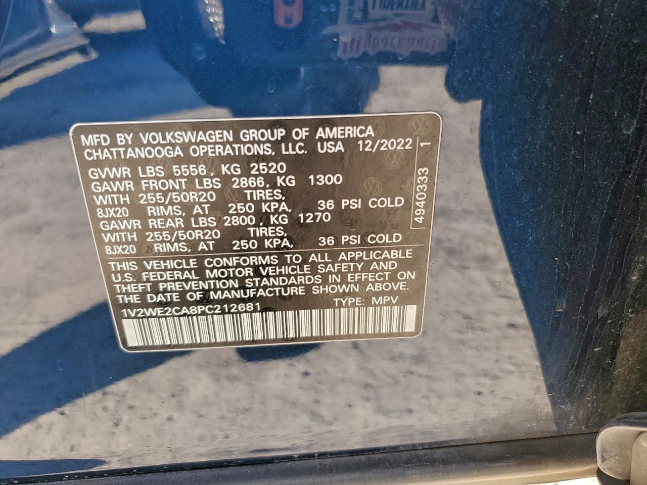 2023 Volkswagen Atlas Cross Sport Se VIN: 1V2WE2CA8PC212681 Lot: 94146265