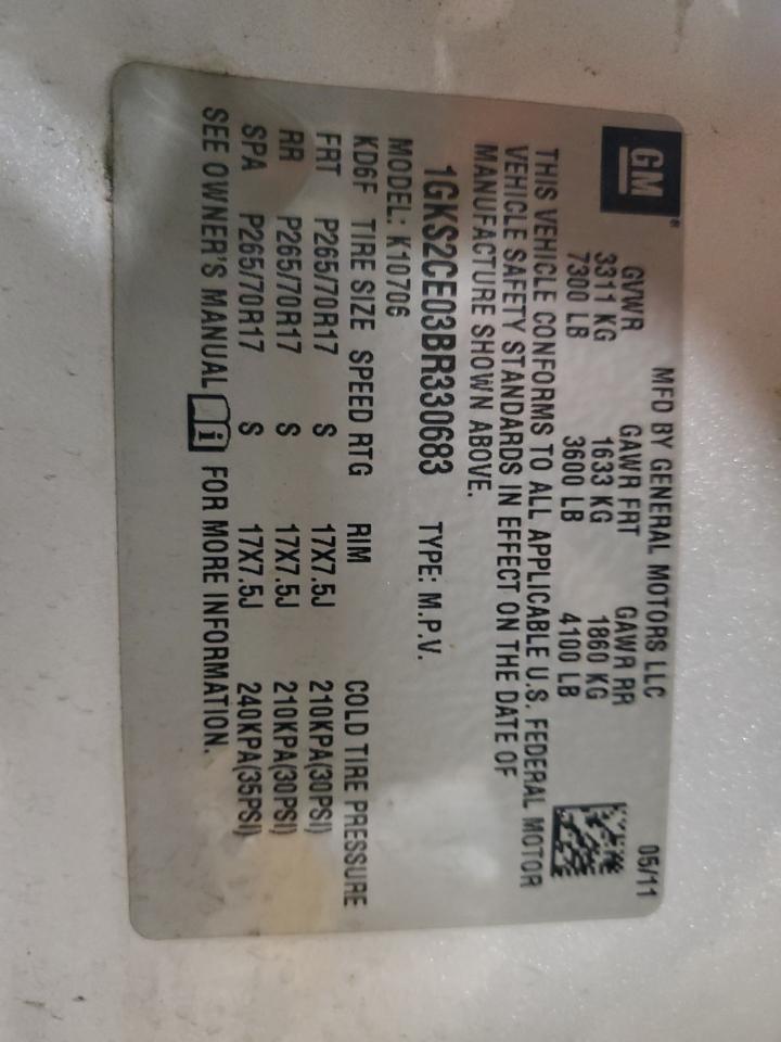 2011 GMC Yukon Slt VIN: 1GKS2CE03BR330683 Lot: 93524125