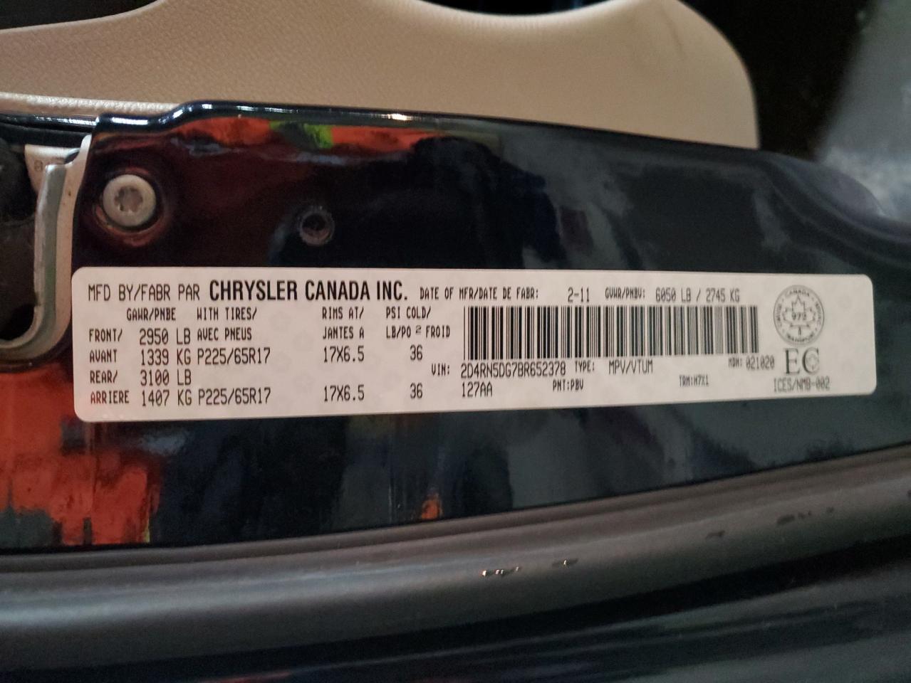 2011 Dodge Grand Caravan Crew VIN: 2D4RN5DG7BR652378 Lot: 91624375