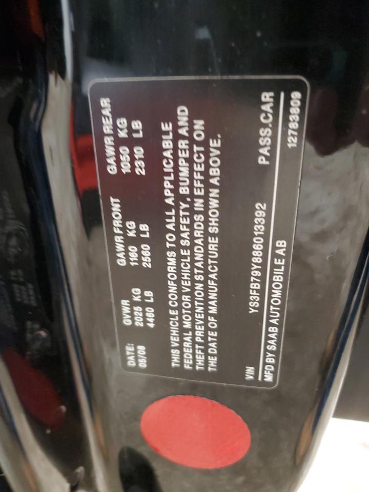2008 Saab 9-3 2.0T VIN: YS3FB79Y886013392 Lot: 93551275