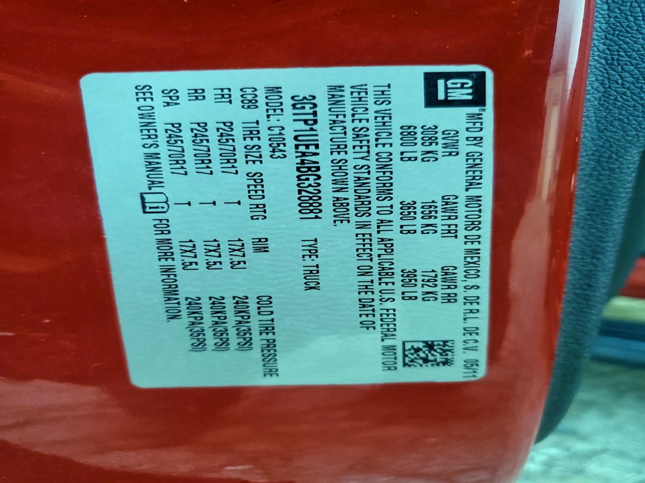 2011 GMC Sierra C1500 Sl VIN: 3GTP1UEA4BG328881 Lot: 93956155