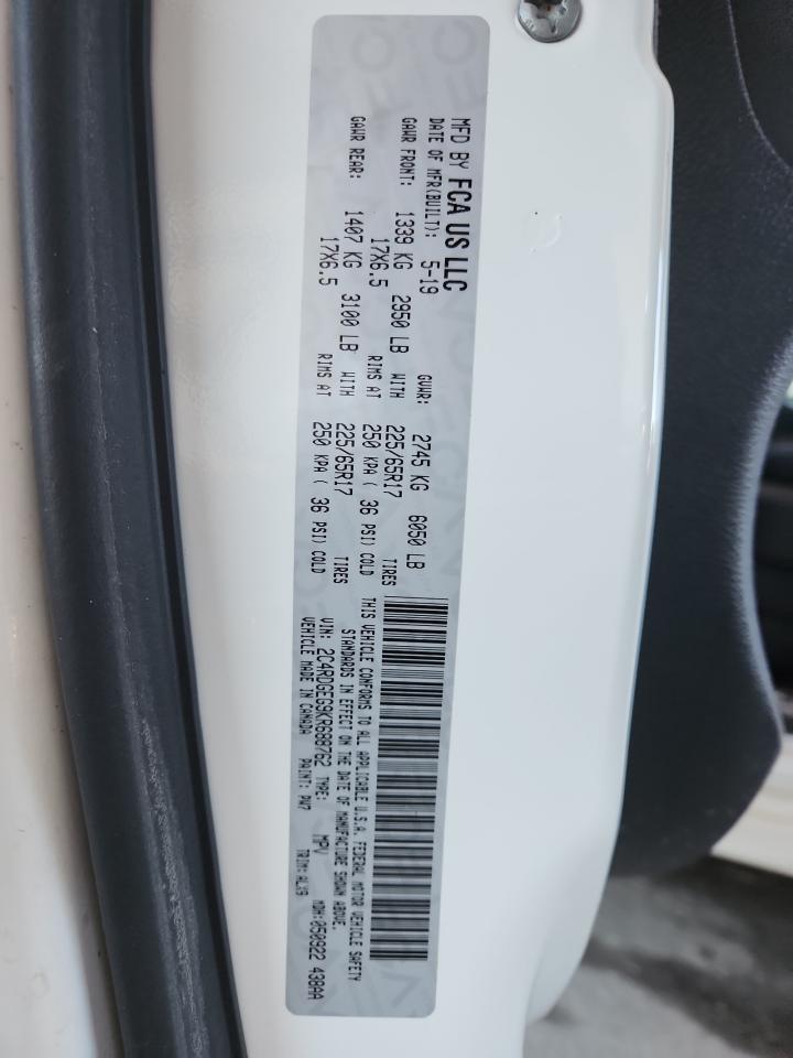 2019 Dodge Grand Caravan Gt VIN: 2C4RDGEG9KR688762 Lot: 92191235