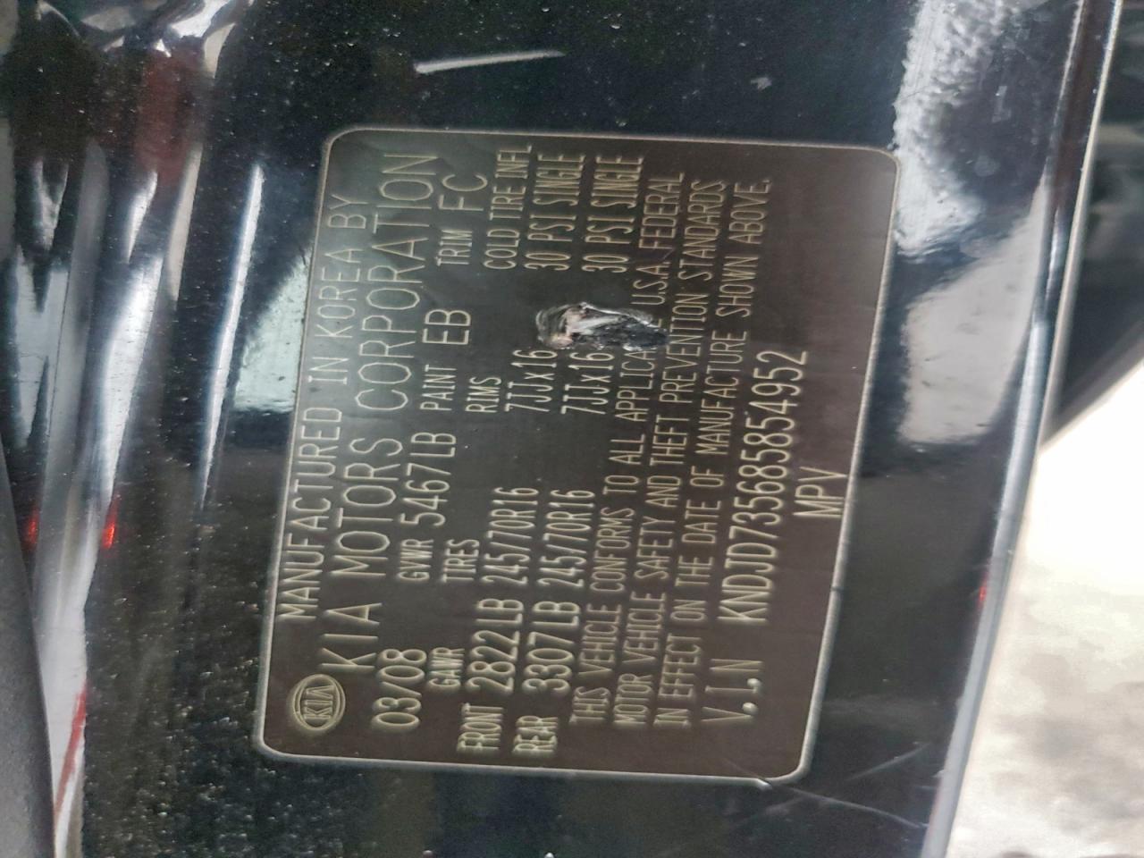 2008 Kia Sorento Ex VIN: KNDJD735685854952 Lot: 93655295