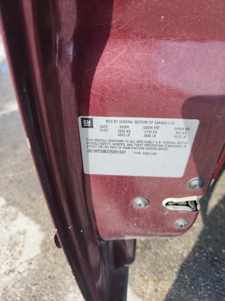 2007 Chevrolet Impala Lt VIN: 2G1WT58K279291341 Lot: 93328765