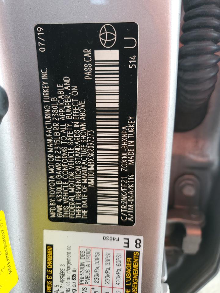 2019 Toyota C-Hr Xle VIN: NMTKHMBX3KR097373 Lot: 92033835