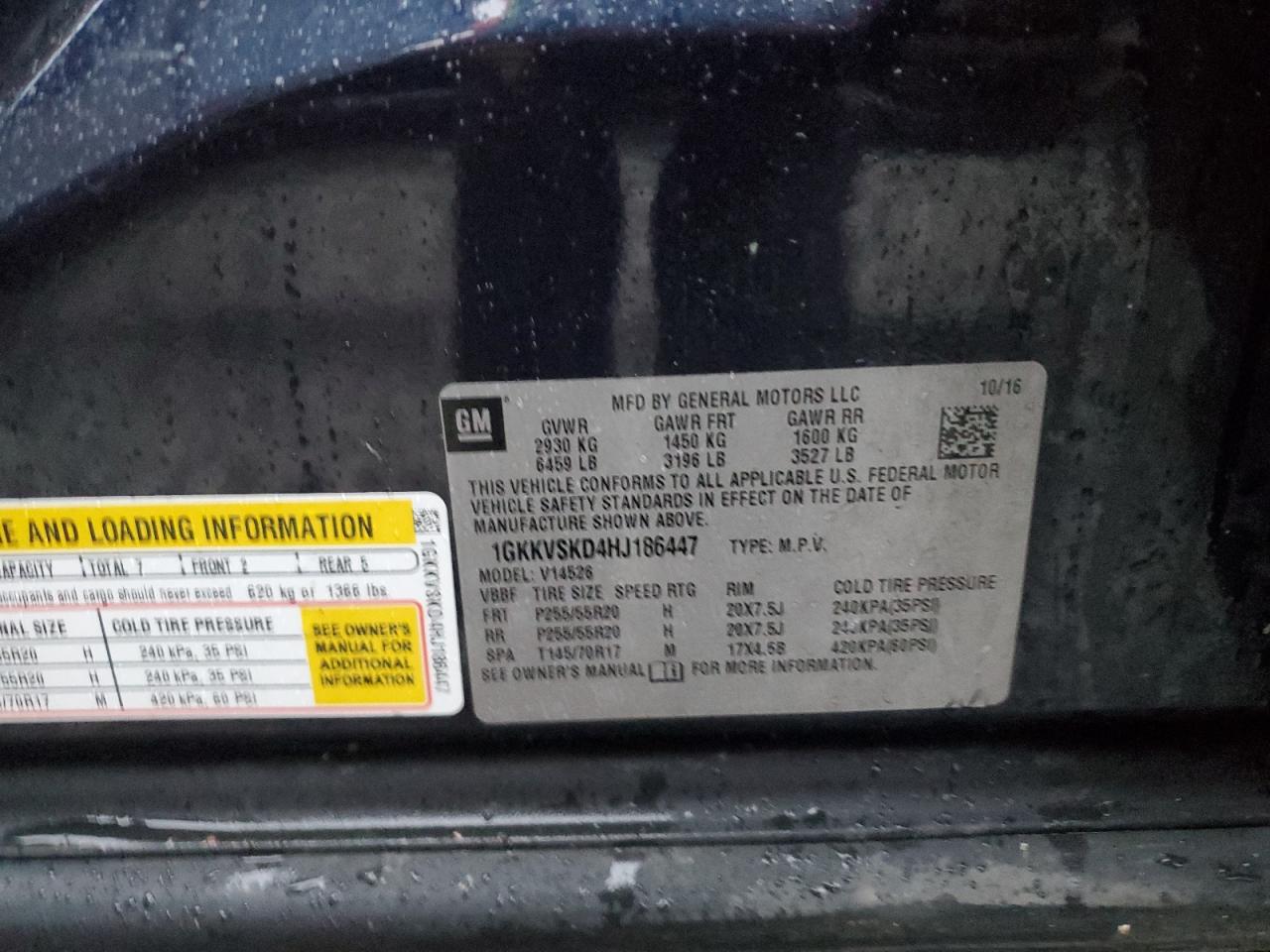 2017 GMC Acadia Limited Slt-2 VIN: 1GKKVSKD4HJ186447 Lot: 93065145