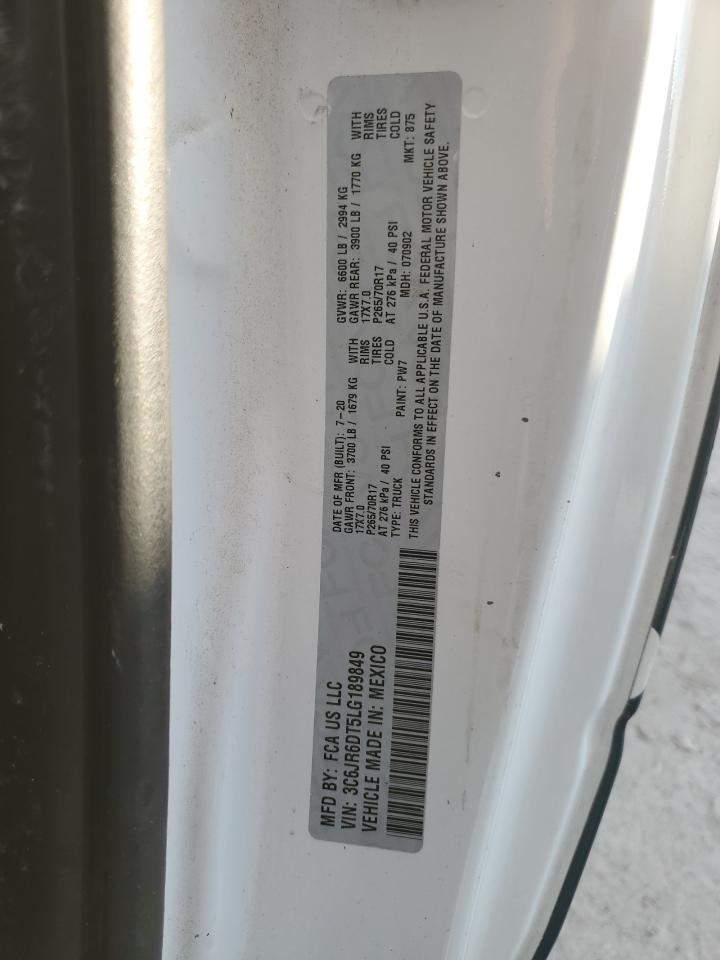 2020 Ram 1500 Classic Tradesman VIN: 3C6JR6DT5LG189849 Lot: 90445245