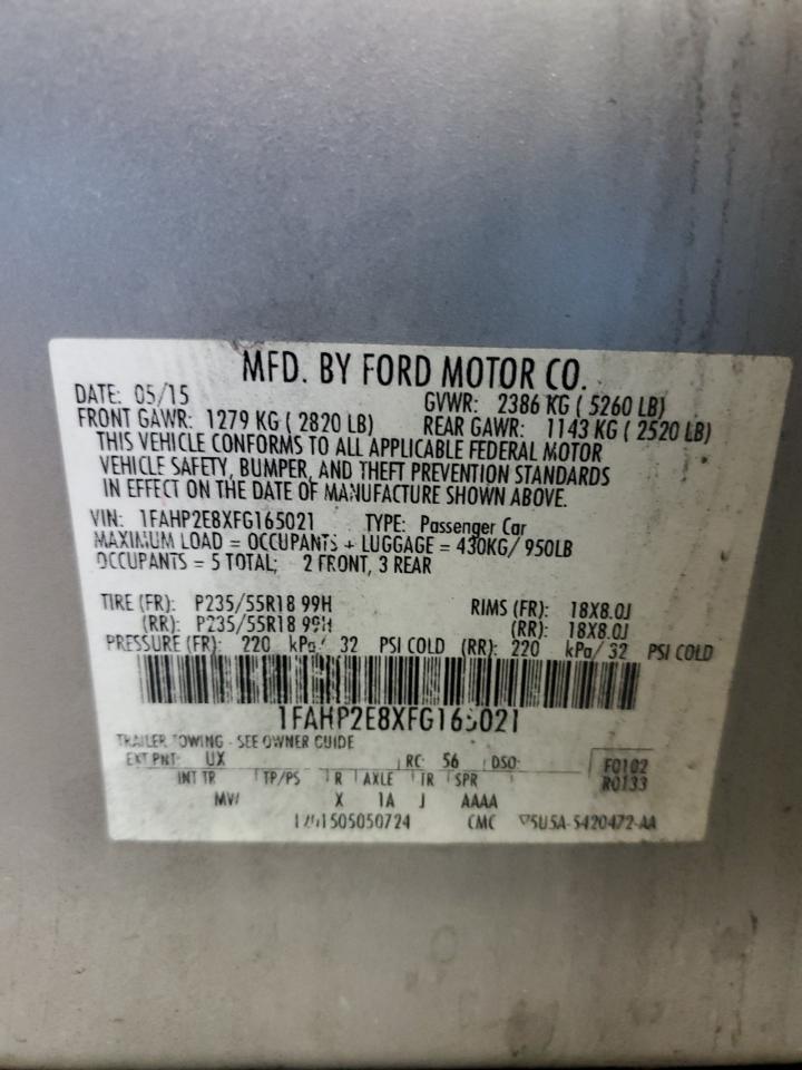 2015 Ford Taurus Sel VIN: 1FAHP2E8XFG165021 Lot: 93308665