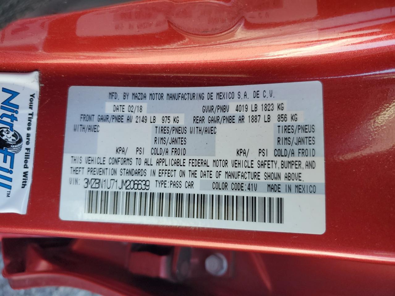 2018 Mazda 3 Sport VIN: 3MZBN1U71JM206639 Lot: 93513465