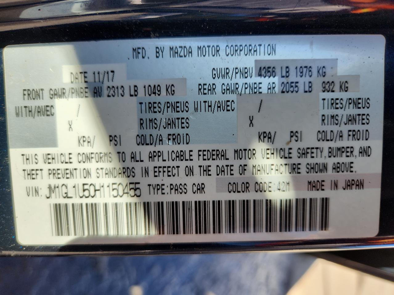 2017 Mazda 6 Sport VIN: JM1GL1U50H1150455 Lot: 91198335